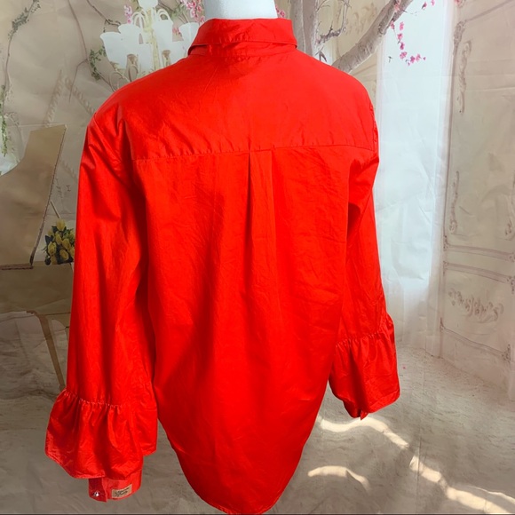 Scotch Soda Red Bell Cuff Sleeve Button Down Shirt - Picture 8 of 11